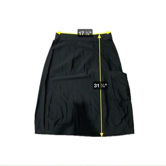 Eileen Fisher Black Ruched Lagenlook Grunge Punk Side Pocket Skirt Size Large - Picture 7 of 9